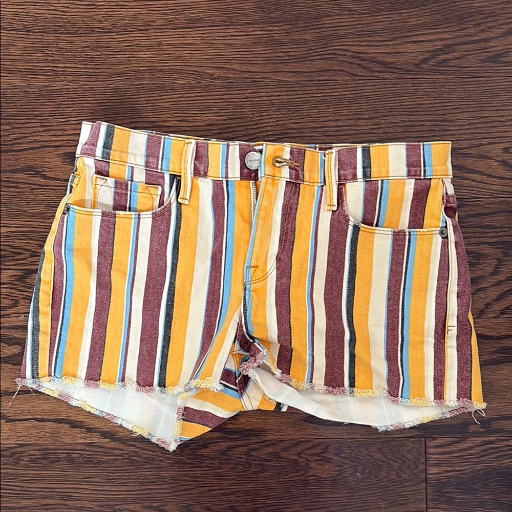 Frame Denim Yellow and Brown Jean Shorts Retro-Inspired